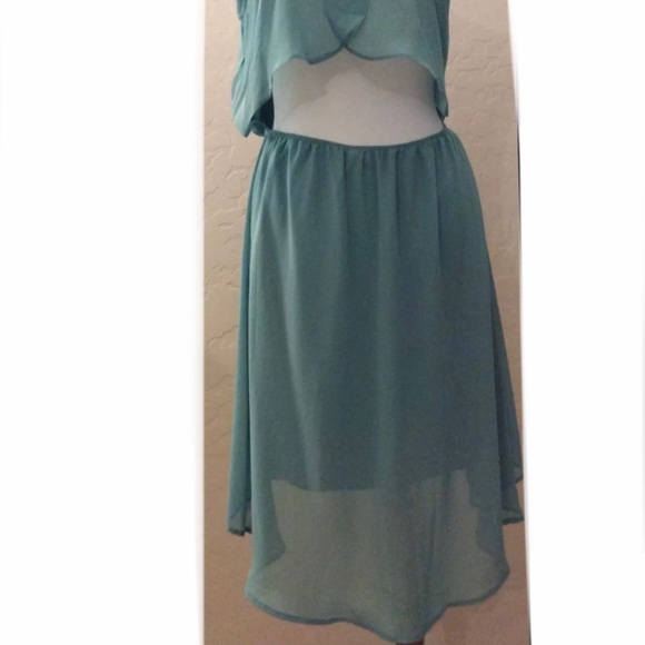 🎉HP🎉EUC Lush Sleeveless Hi-Low Open Back Dress in Beauty Green Women's Large👗 - Picture 7 of 8